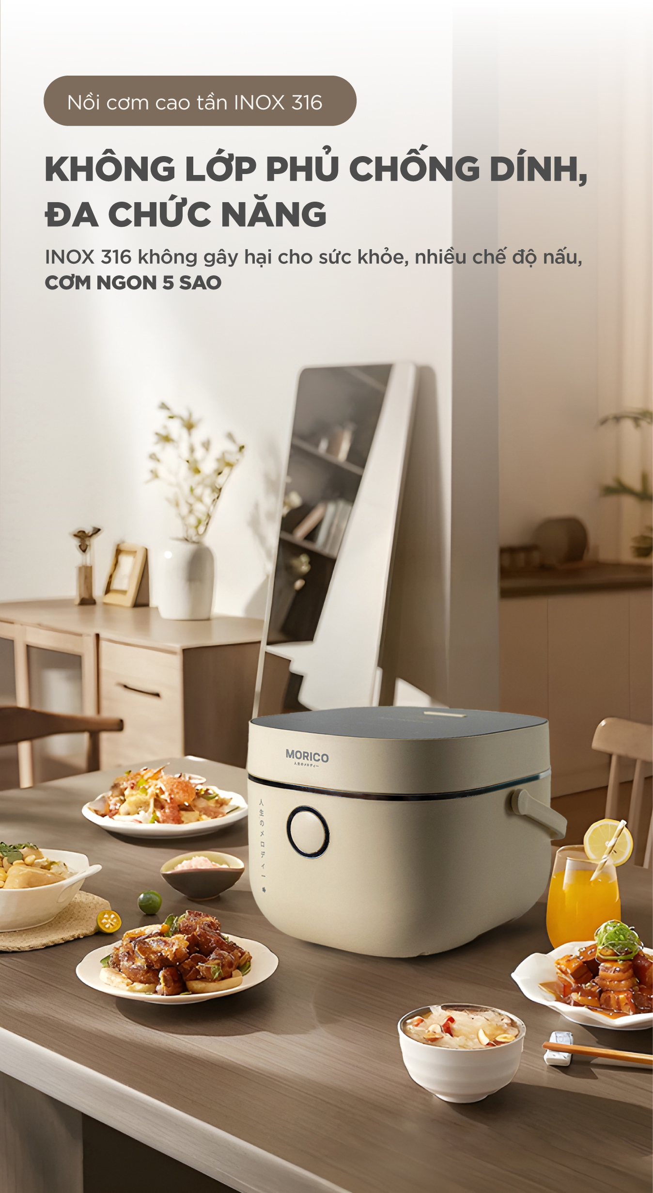 Nồi cơm điện cao tần MORICO MR800IH chính hãng bảo hành 2 năm - Ảnh 5