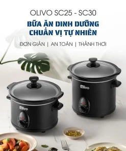 Alternative view of Nồi Nấu Chậm OLIVO SC25/SC30 - 3 Mức Nhiệt Cài Sẵn - Điều Khiển Núm Xoay - Lòng Gốm Tráng Men - Nắp Kính Cường Lực - Dung tích 2.5L/3L