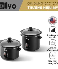 Nồi Nấu Chậm OLIVO SC25/SC30 - 3 Mức Nhiệt Cài Sẵn - Điều Khiển Núm Xoay - Lòng Gốm Tráng Men - Nắp Kính Cường Lực - Dung tích 2.5L/3L