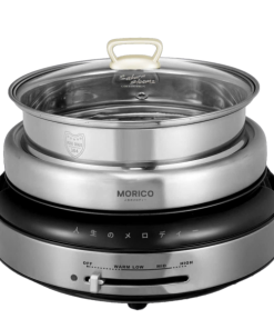 Nồi Lẩu Nướng Hấp 3in1 Morico MH801 4L – Đáy Vòng Cung 360°, Inox 304 Chống Dính, Công Suất 1300W