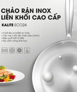 Alternative view of Chảo rán inox liền khối cao cấp KALITE ECO24, inox 304 an toàn, đáy 3 lớp dày, bắt từ tốt