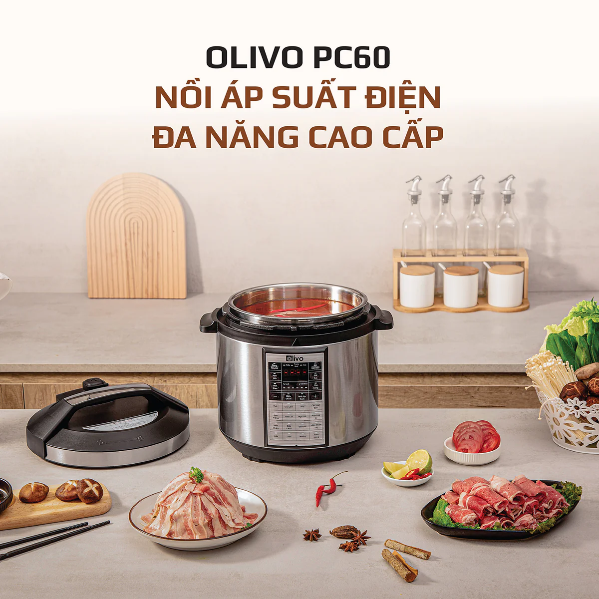 Nồi Áp Suất Điện Đa Năng OLIVO PC60 - 16 Chức Năng - Dung Tích 6L - Công Suất 1000W - Ảnh 14