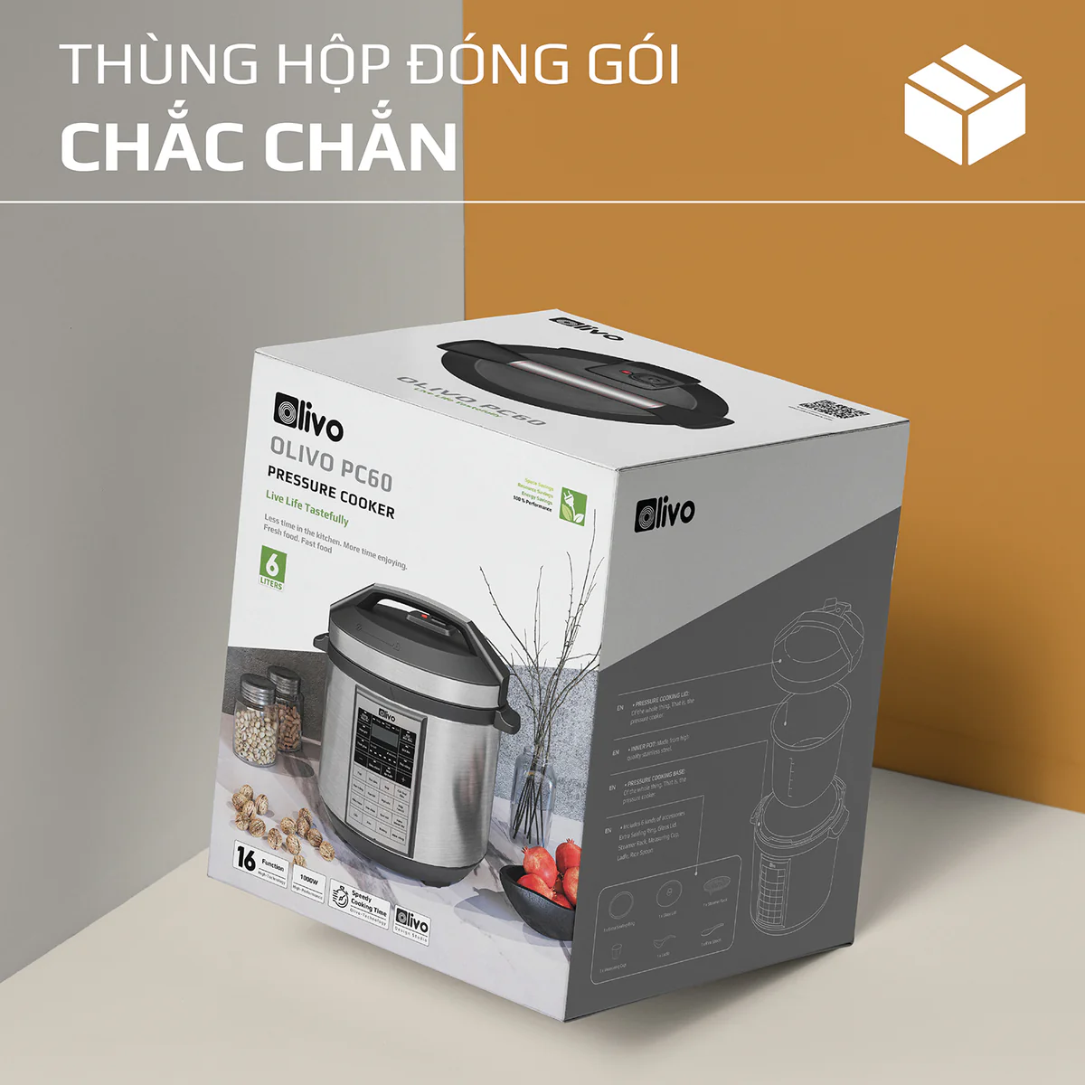 Nồi Áp Suất Điện Đa Năng OLIVO PC60 - 16 Chức Năng - Dung Tích 6L - Công Suất 1000W - Ảnh 23